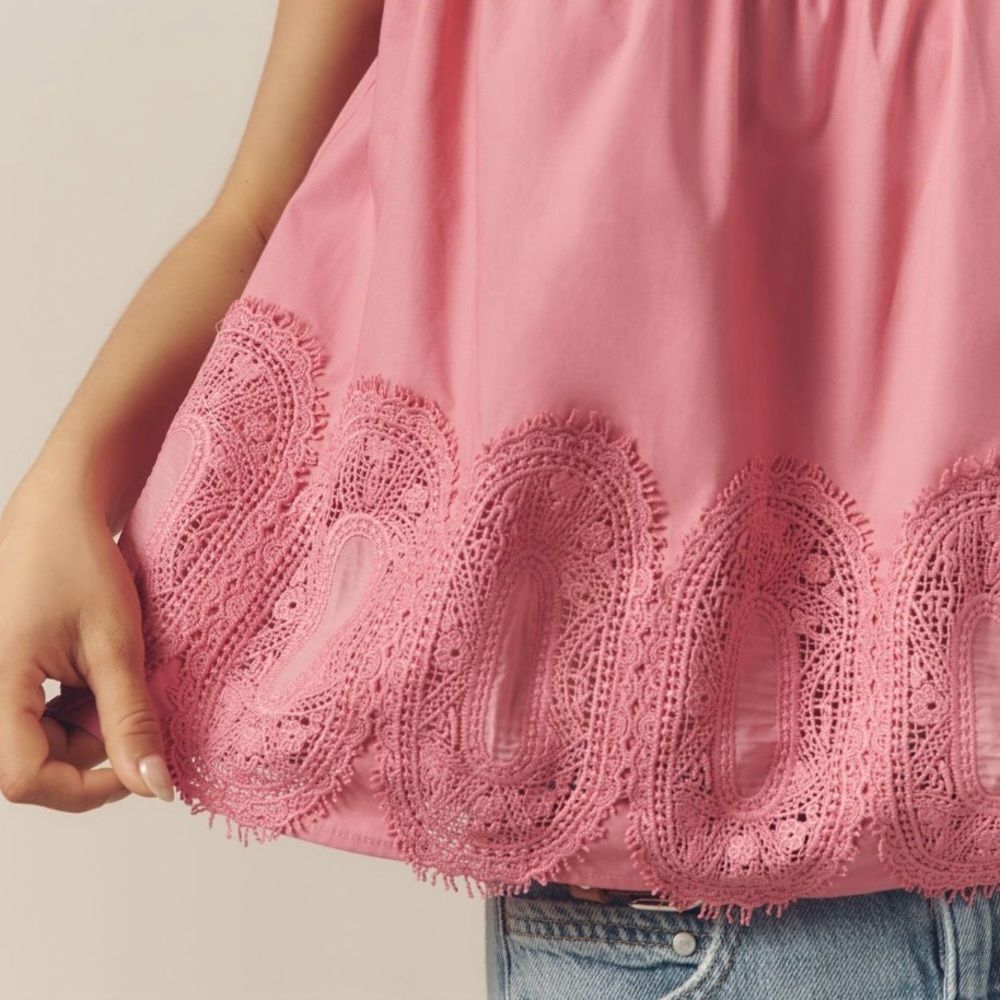 NWT Anthropologie Top The Iris Poplin Sleeveless Blouse by En Elly Pink Size XL - Picture 5 of 6